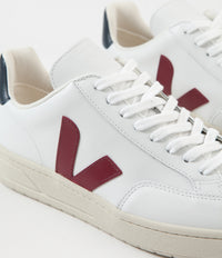 Veja V-12 Leather Shoes - Extra White / Marsala / Nautico thumbnail