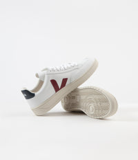 Veja V-12 Leather Shoes - Extra White / Marsala / Nautico thumbnail