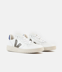 Veja Womens V-10 Leather Shoes - Extra White / Khaki / Indigo thumbnail