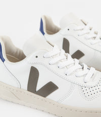 Veja Womens V-10 Leather Shoes - Extra White / Khaki / Indigo thumbnail