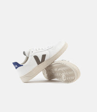 Veja Womens V-10 Leather Shoes - Extra White / Khaki / Indigo thumbnail