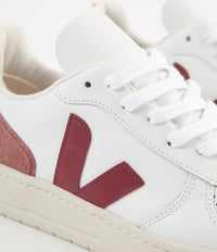 Veja Womens V-10 Leather Shoes - Extra White / Marsala / Dried Petal / Orange Fluoro thumbnail