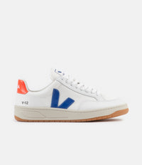 Veja Womens V-12 B-Mesh Shoes - White / Indigo / Orange Fluoro thumbnail