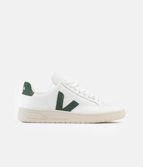 Veja Womens V-12 Leather Shoes - Extra White / Cyprus