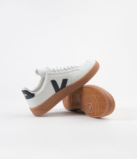 Veja Womens V-12 Leather Shoes - Extra White / Nautico / Gum Sole thumbnail